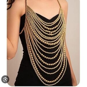 Gold Beaded Body Chain NWOT